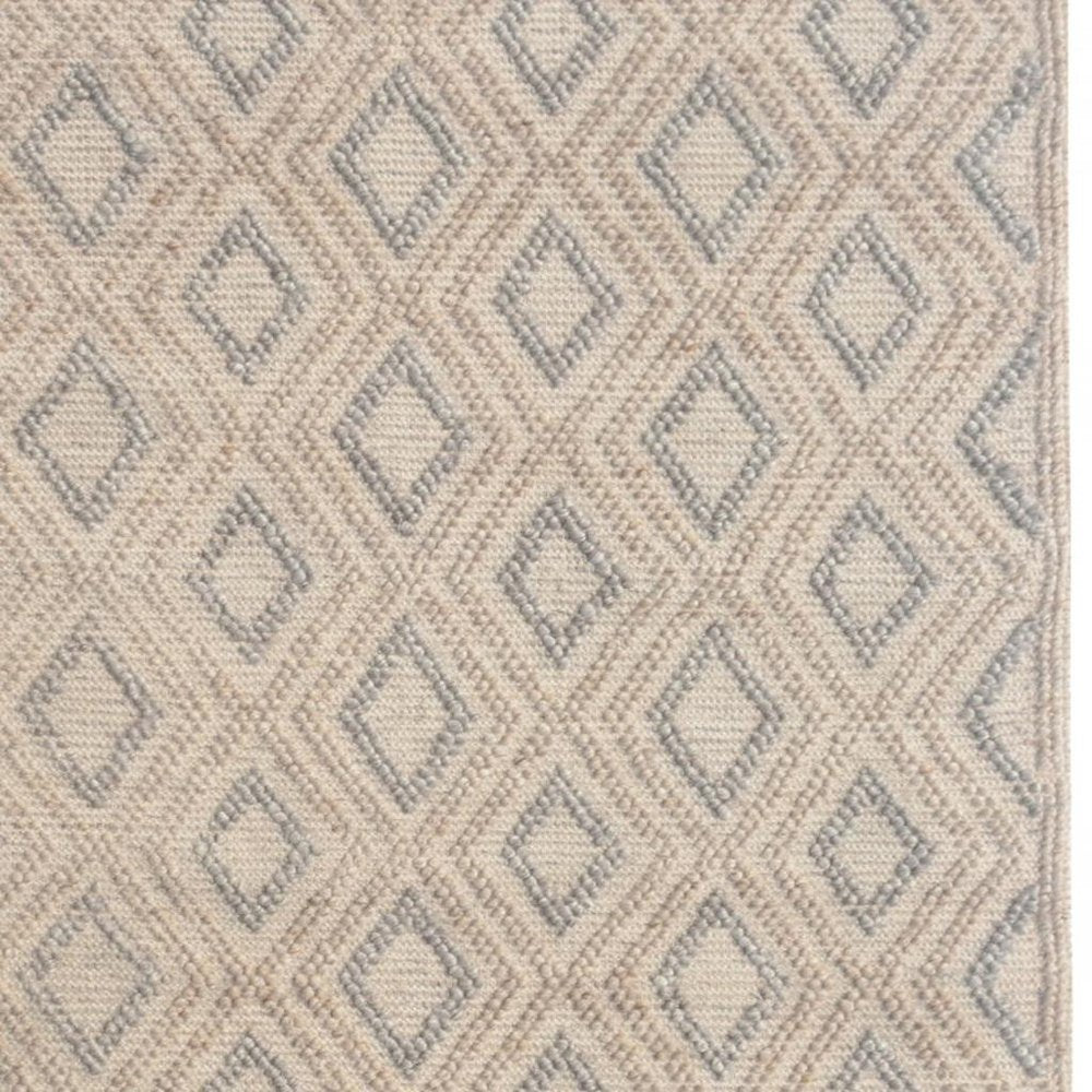 9' X 13' Tan Gray Diamond Lattice Modern Area Rug