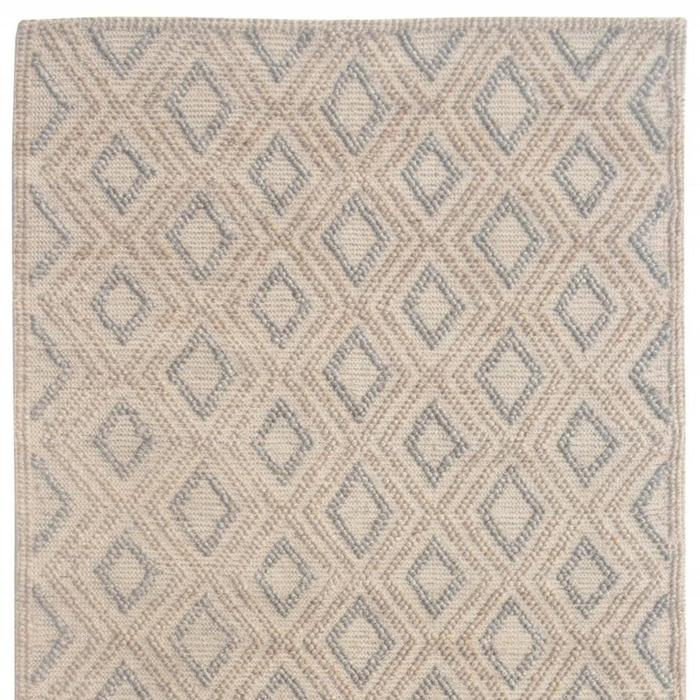 9' X 13' Tan Gray Diamond Lattice Modern Area Rug