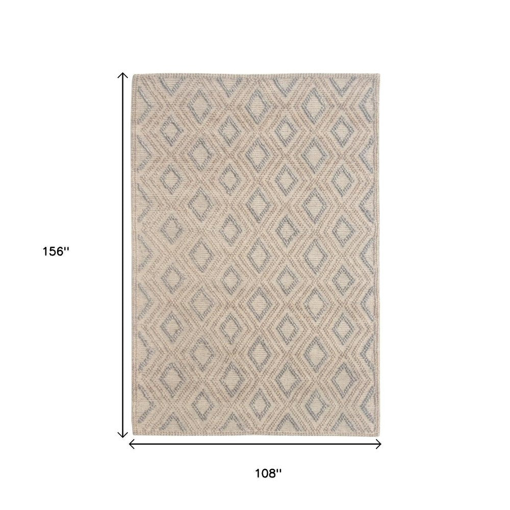 9' X 13' Tan Gray Diamond Lattice Modern Area Rug