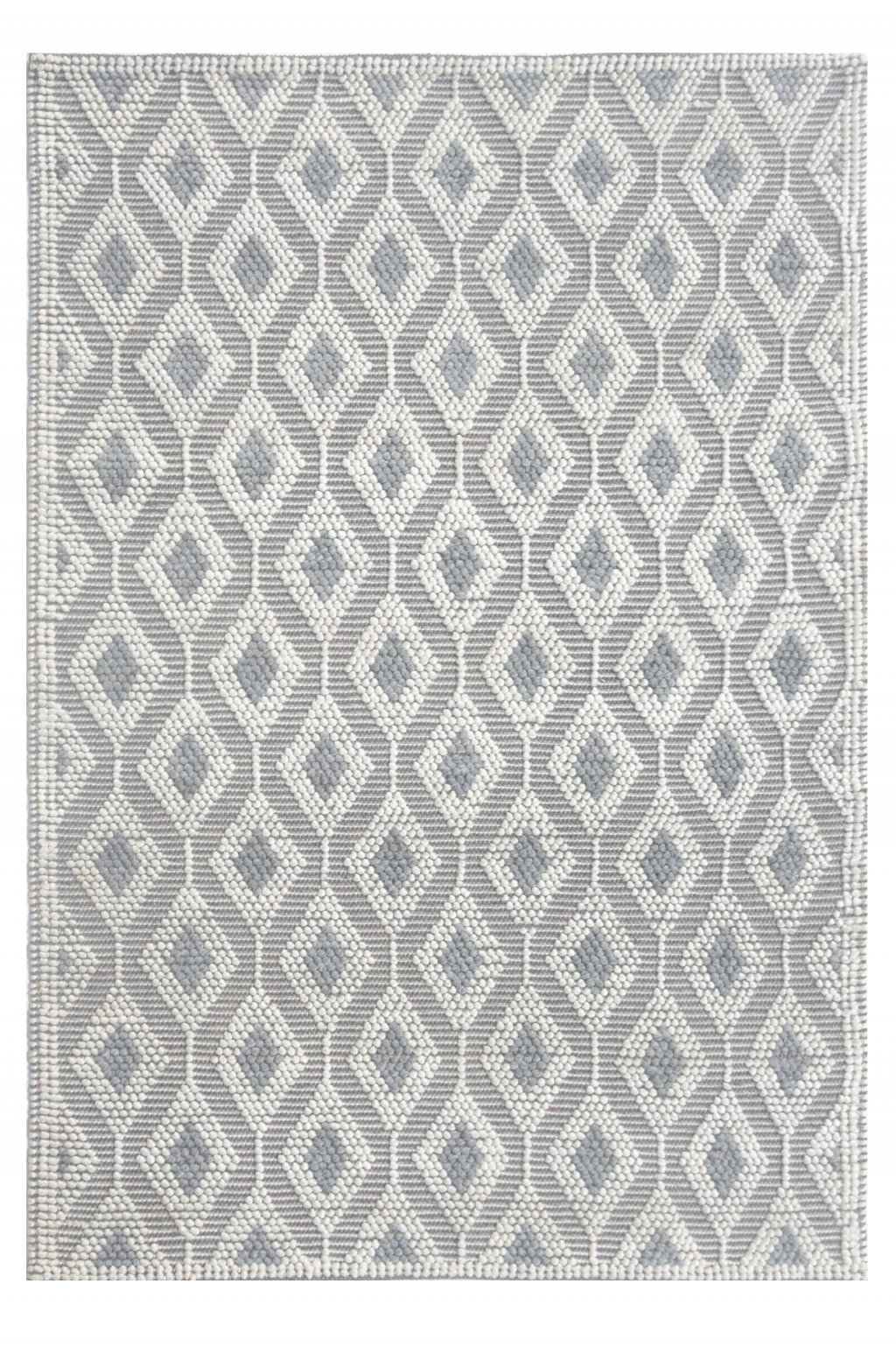 6' X 9' Gray and Ivory Geometric Handmade Area Rug