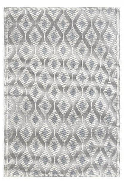 8' X 11' Gray and Ivory Geometric Handmade Area Rug