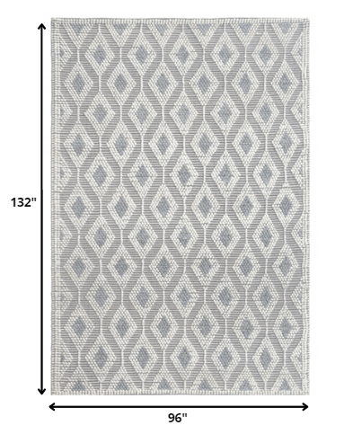 8' X 11' Gray and Ivory Geometric Handmade Area Rug