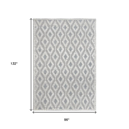 8' X 11' Gray and Ivory Geometric Handmade Area Rug