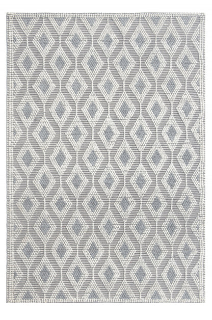 9' X 13' Ivory Gray Diamond Trellis Modern Area Rug