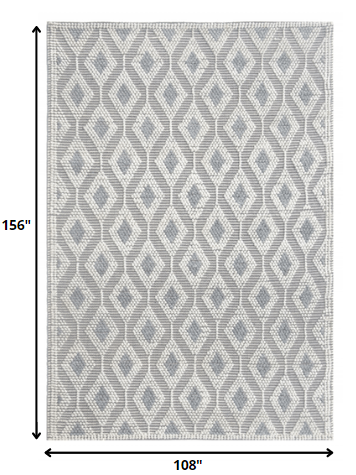 9' X 13' Ivory Gray Diamond Trellis Modern Area Rug