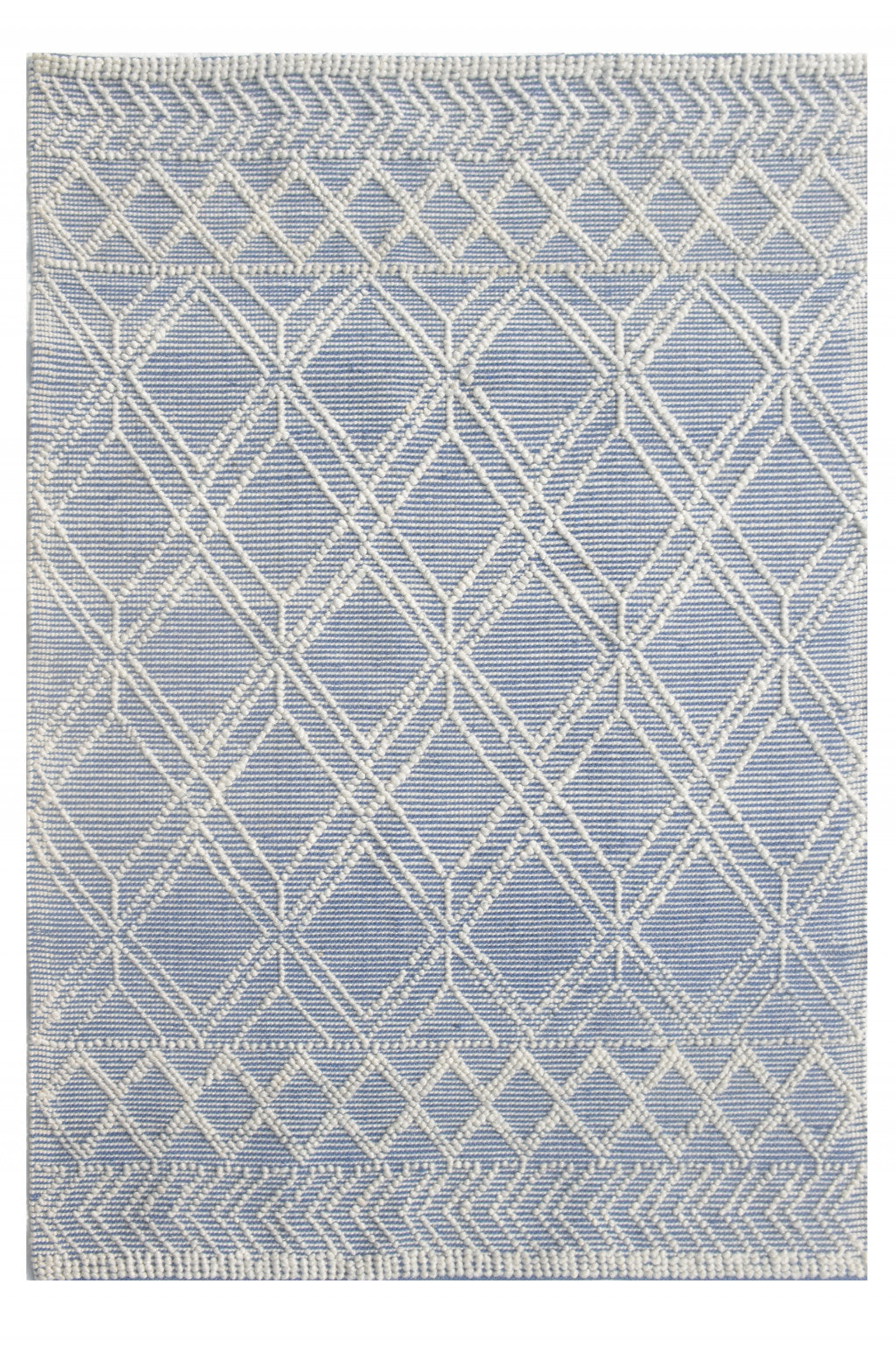 6' X 9' Blue and Ivory Geometric Handmade Area Rug