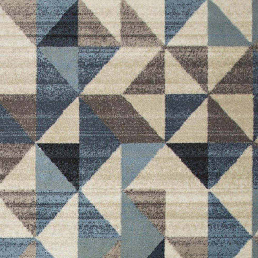 8' X 11' Beige Blue And Gray Geometric Area Rug