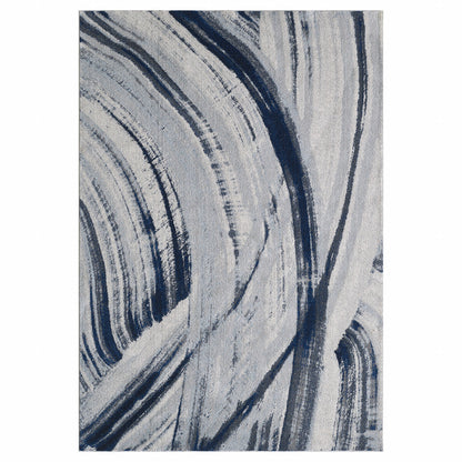 8' X 11' Ivory and Blue Abstract Area Rug