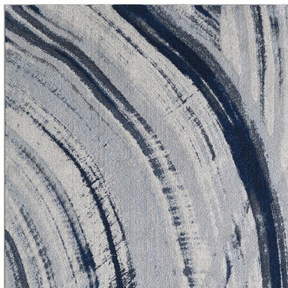 8' X 11' Ivory and Blue Abstract Area Rug
