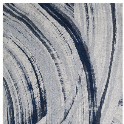 10' X 13' Navy Ivory Abstract Strokes Modern Area Rug