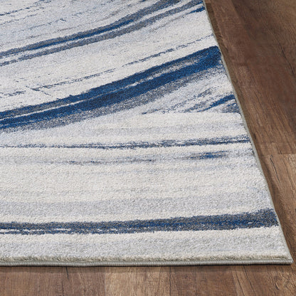 10' X 13' Navy Ivory Abstract Strokes Modern Area Rug