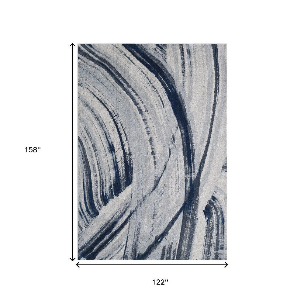 10' X 13' Navy Ivory Abstract Strokes Modern Area Rug