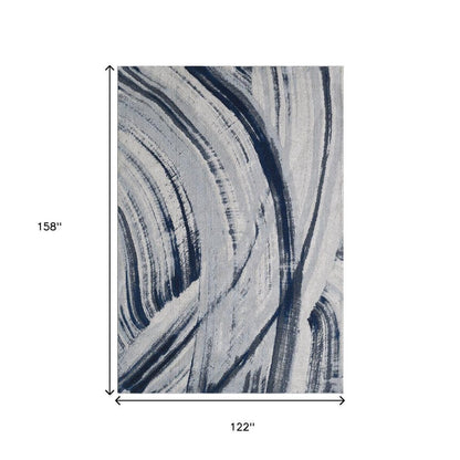 10' X 13' Navy Ivory Abstract Strokes Modern Area Rug