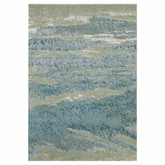 3' X 5' Blue and Green Abstract Area Rug