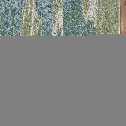 3' X 5' Blue And Green Abstract Area Rug