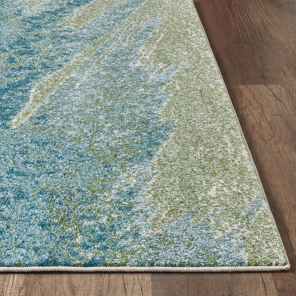 5' X 8' Blue And Green Abstract Area Rug