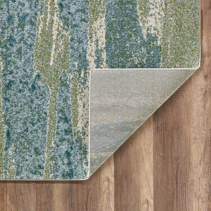5' X 8' Blue And Green Abstract Area Rug