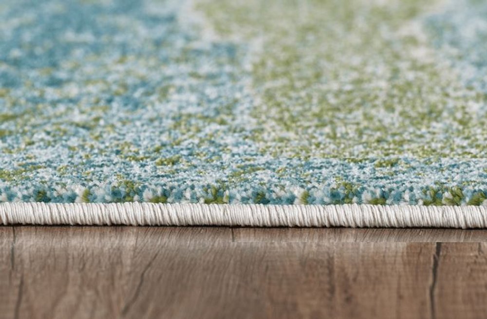 5' X 8' Blue And Green Abstract Area Rug