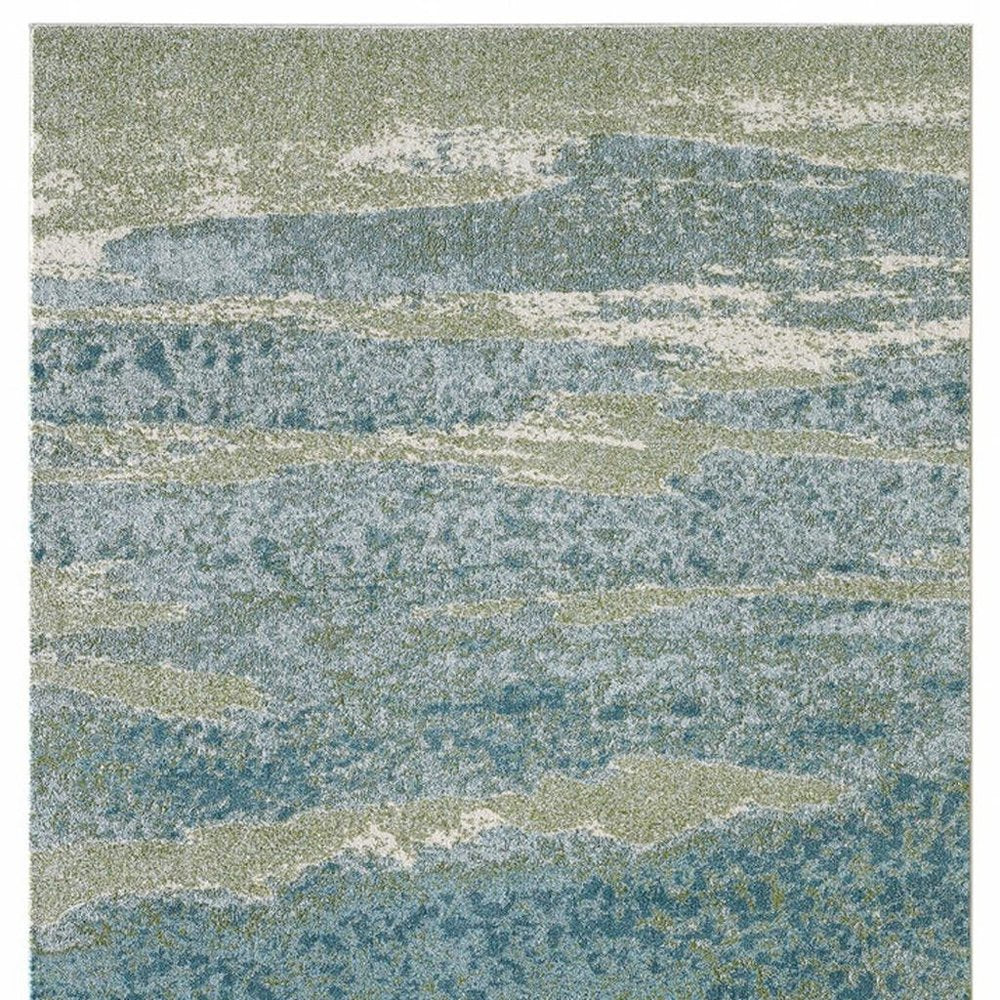 7' X 10' Blue And Green Abstract Area Rug