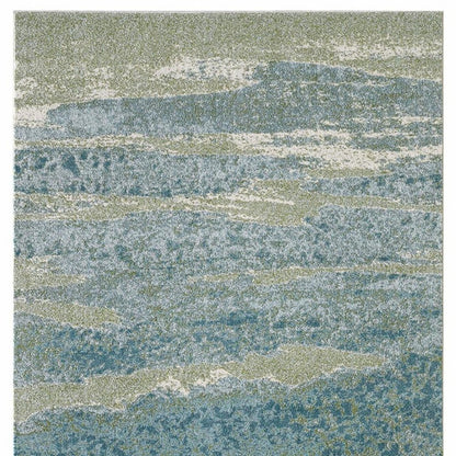 7' X 10' Blue And Green Abstract Area Rug