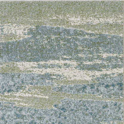 7' X 10' Blue And Green Abstract Area Rug