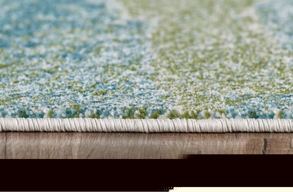 7' X 10' Blue And Green Abstract Area Rug
