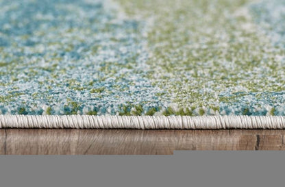7' X 10' Blue And Green Abstract Area Rug