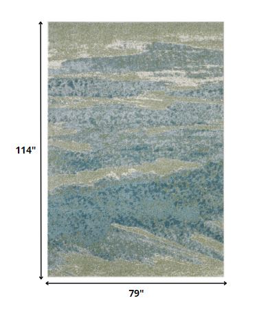 7' X 10' Blue Abstract Area Rug