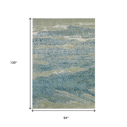 8' X 11' Blue And Green Abstract Area Rug