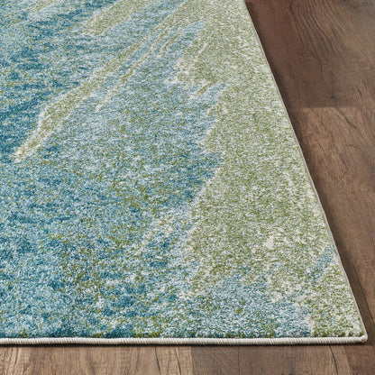 10' X 13' Blue And Green Abstract Area Rug