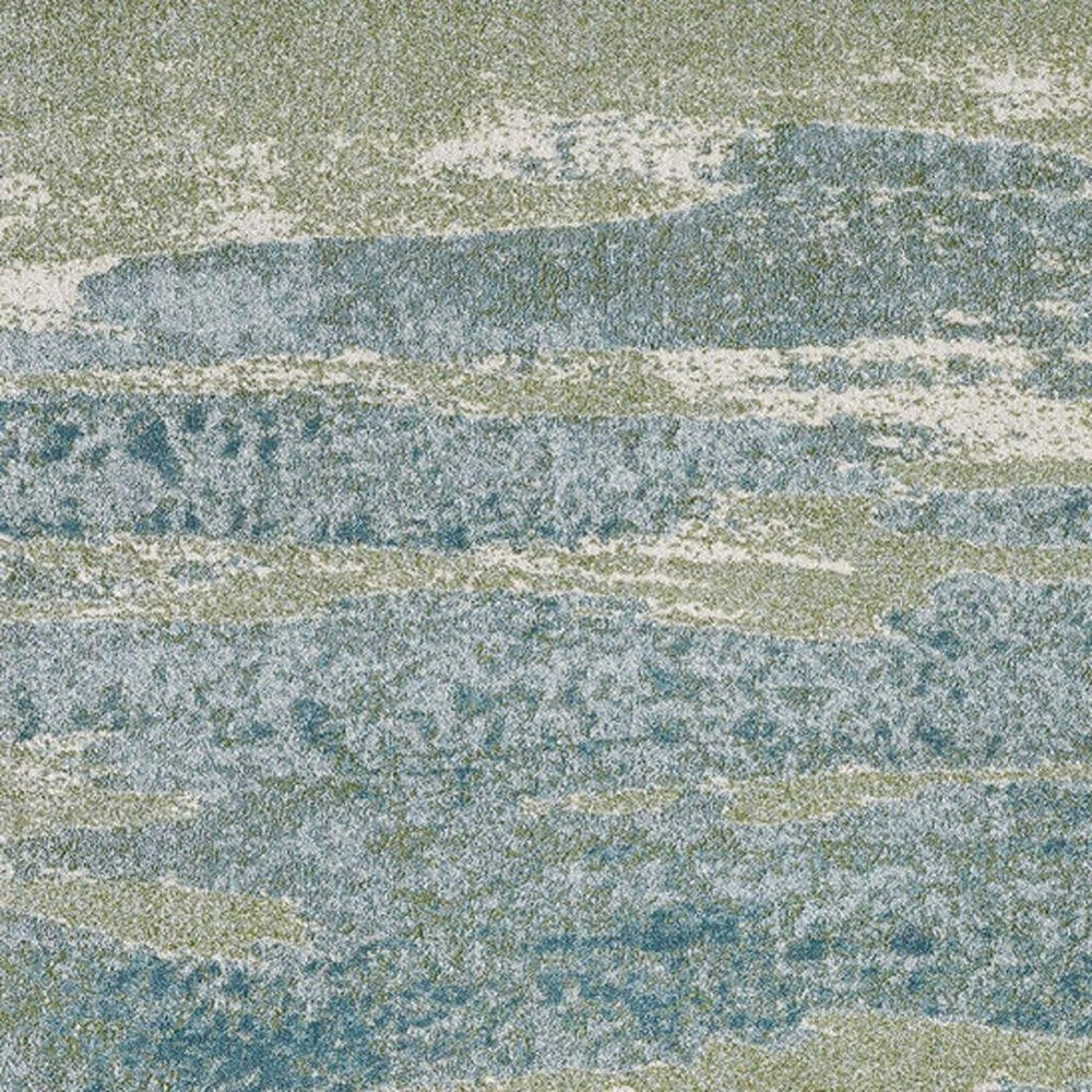 10' X 13' Blue And Green Abstract Area Rug
