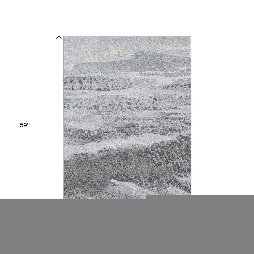 3' X 5' Blue and Gray Abstract Area Rug