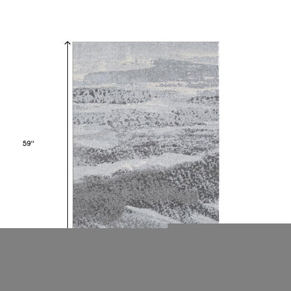 3' X 5' Blue and Gray Abstract Area Rug
