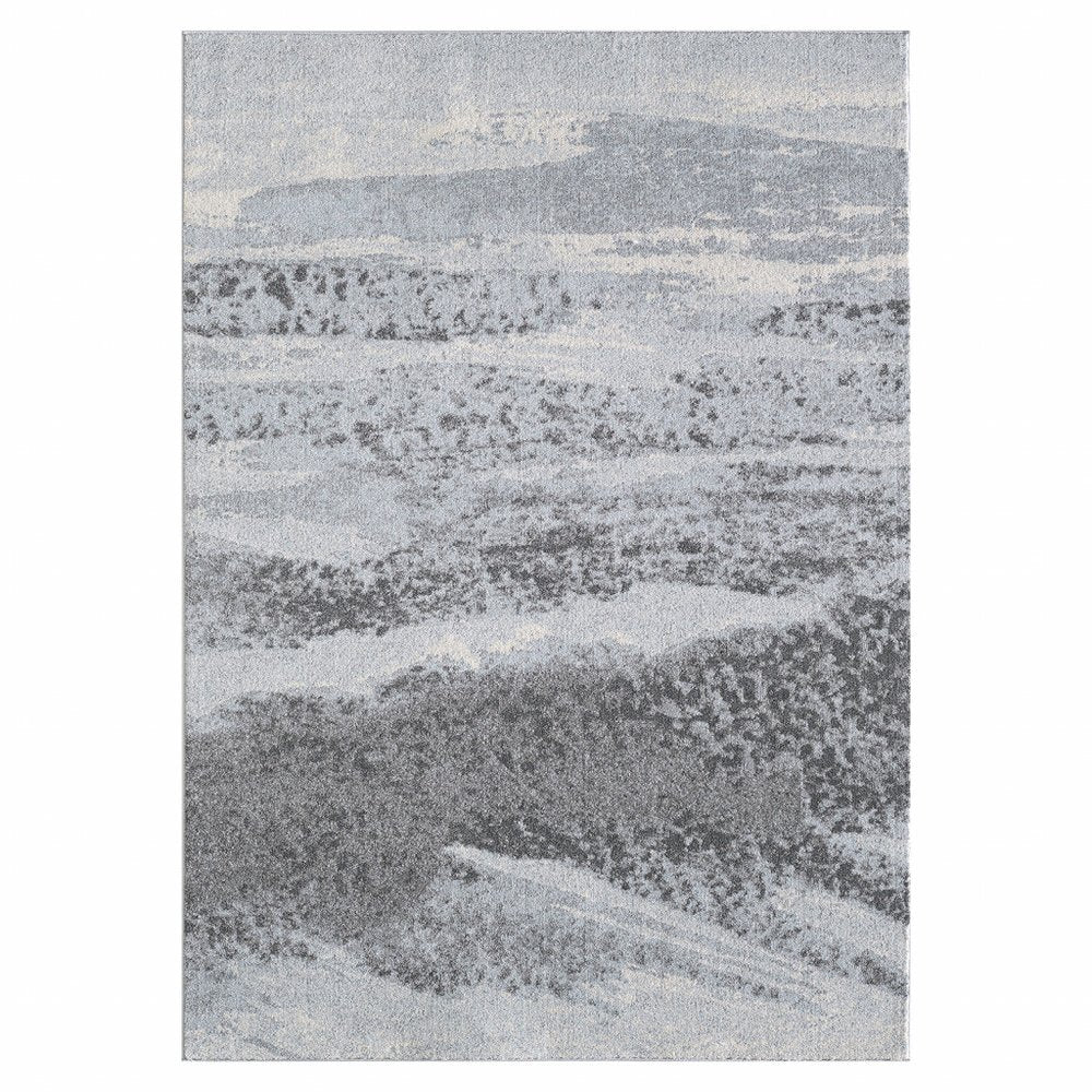 8' X 11' Blue and Gray Abstract Area Rug