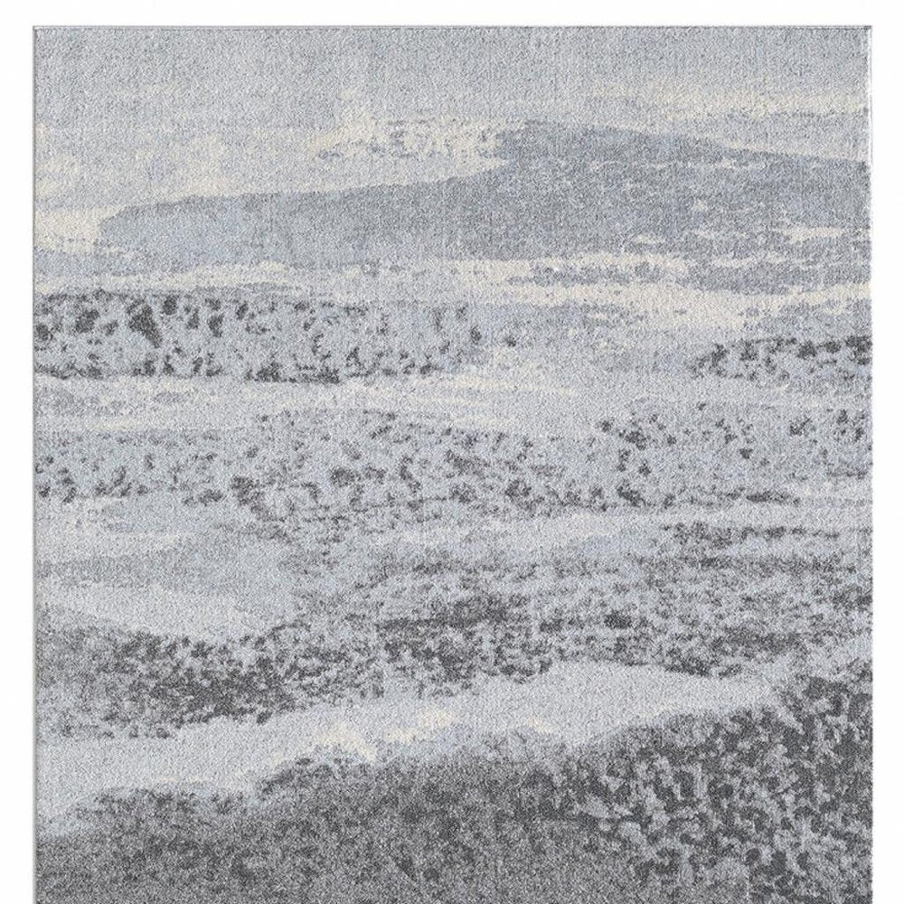 8' X 11' Blue and Gray Abstract Area Rug
