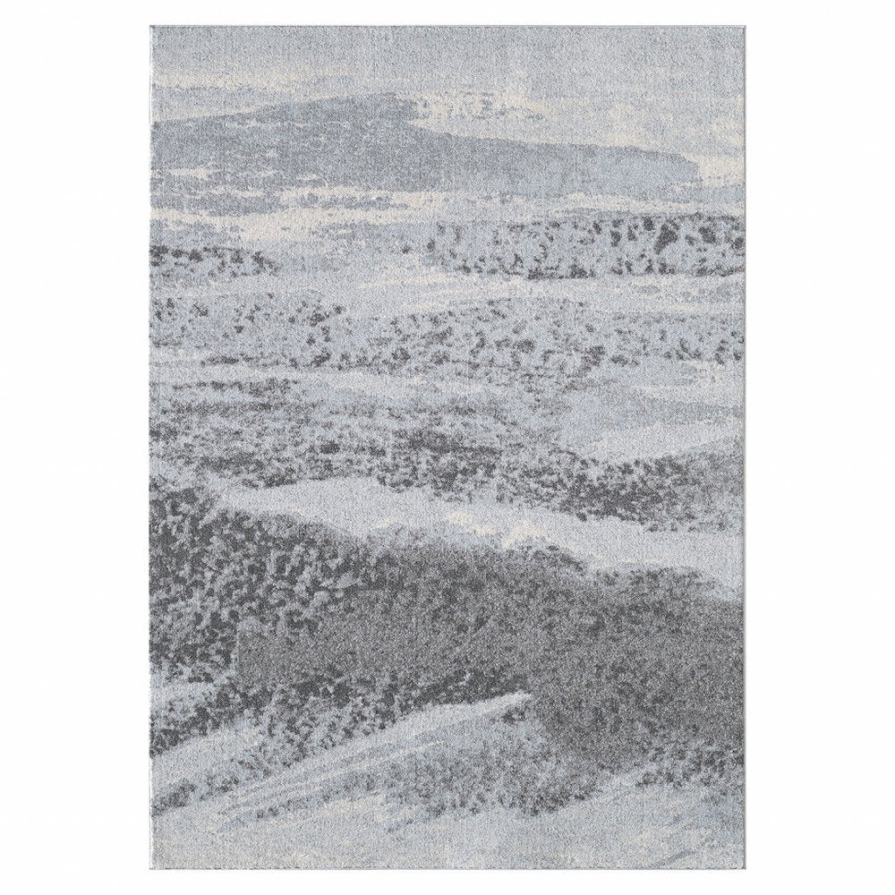 10' X 13' Blue Gray Abstract Mist Modern Area Rug