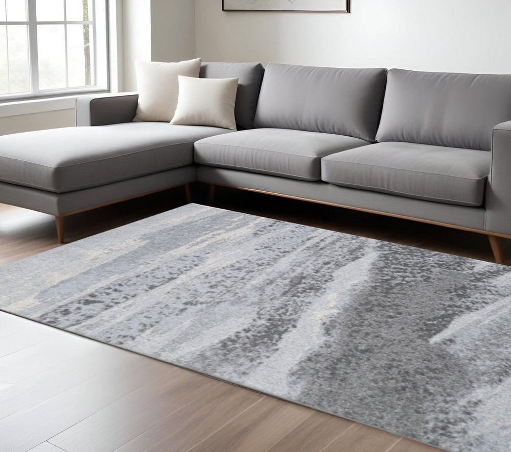 10' X 13' Blue Gray Abstract Mist Modern Area Rug
