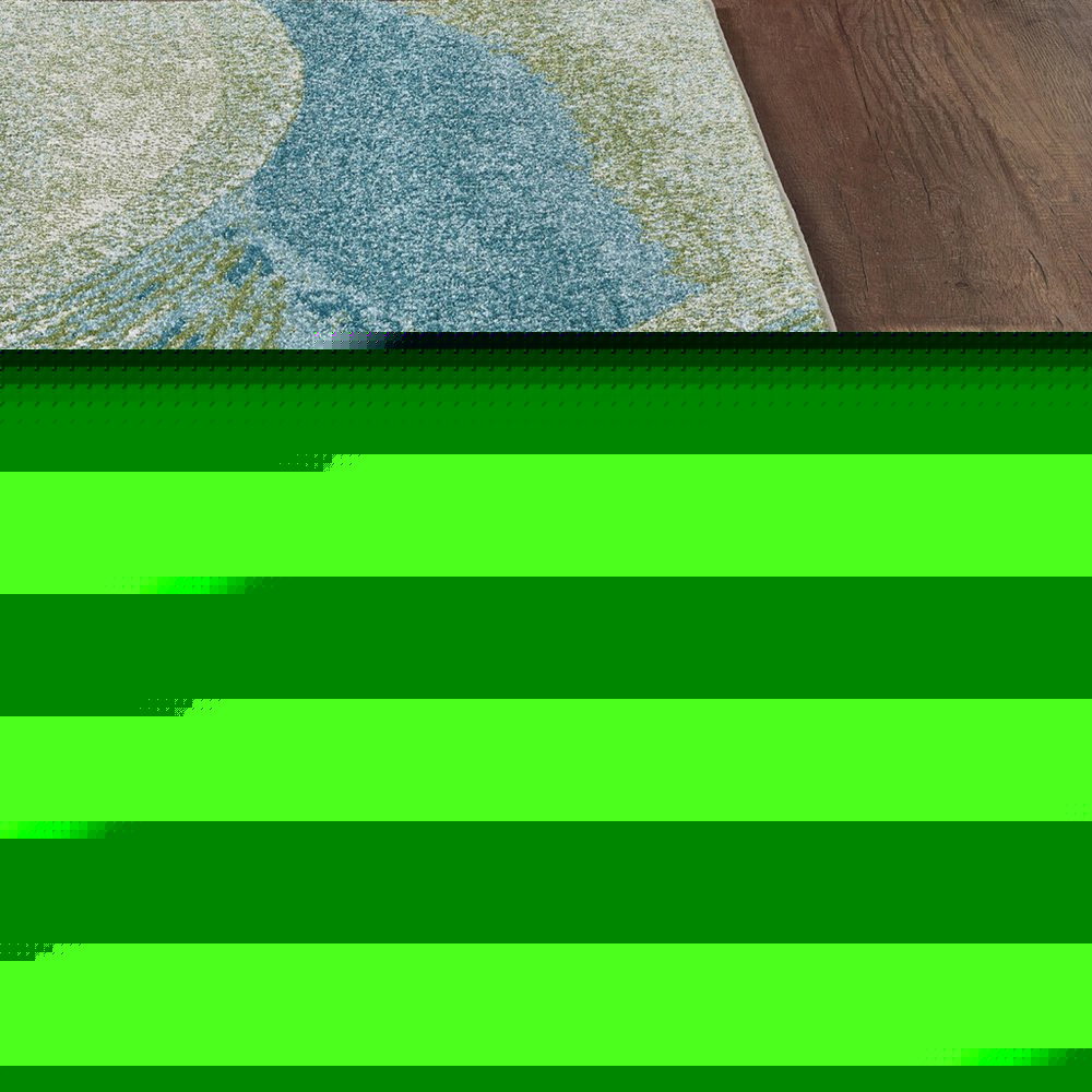 3' X 5' Beige Blue And Sage Abstract Area Rug