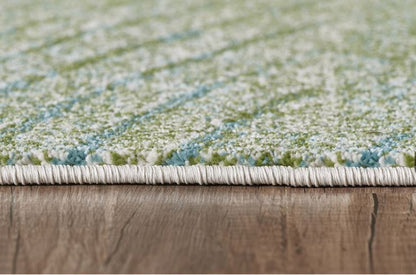 3' X 5' Beige Blue And Sage Abstract Area Rug
