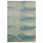 5' X 8' Blue and Beige Abstract Waves Area Rug