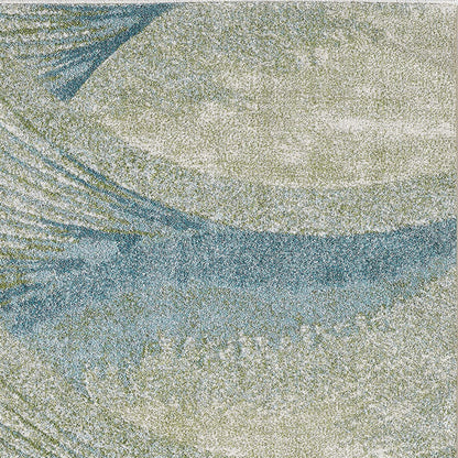 5' X 8' Blue and Beige Abstract Waves Area Rug