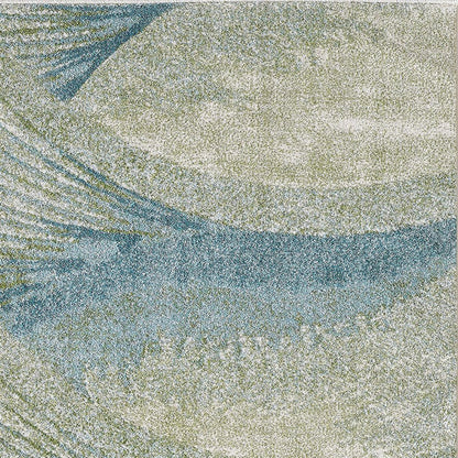 7' X 10' Beige Blue And Sage Abstract Area Rug