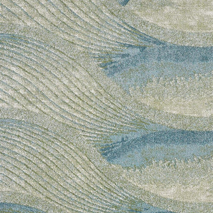 8' X 11' Beige Blue And Sage Abstract Area Rug