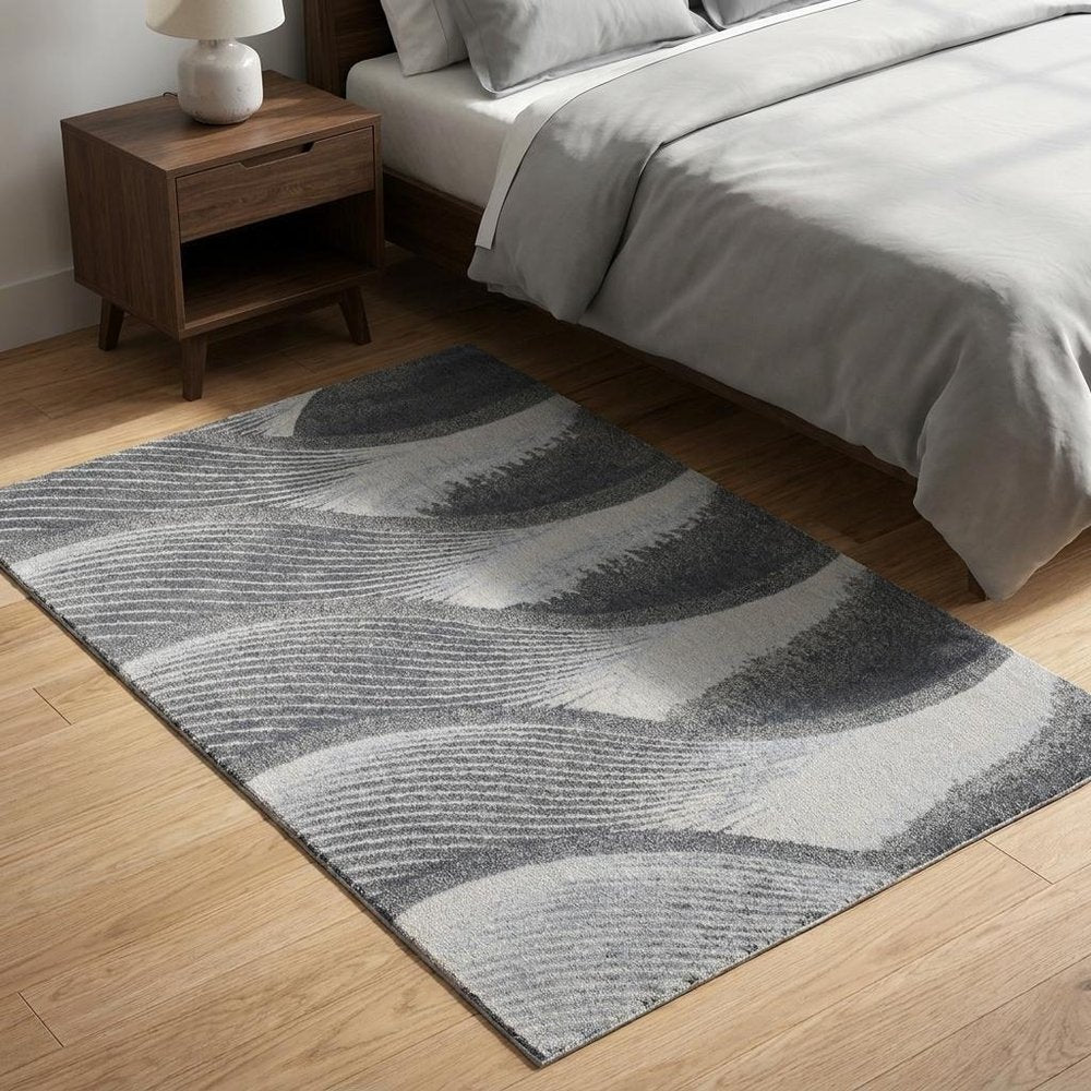 3' X 5' Blue and Gray Abstract Area Rug