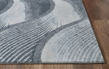 3' X 5' Blue and Gray Abstract Area Rug