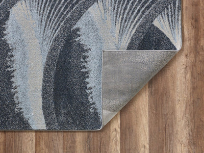 3' X 5' Blue and Gray Abstract Area Rug