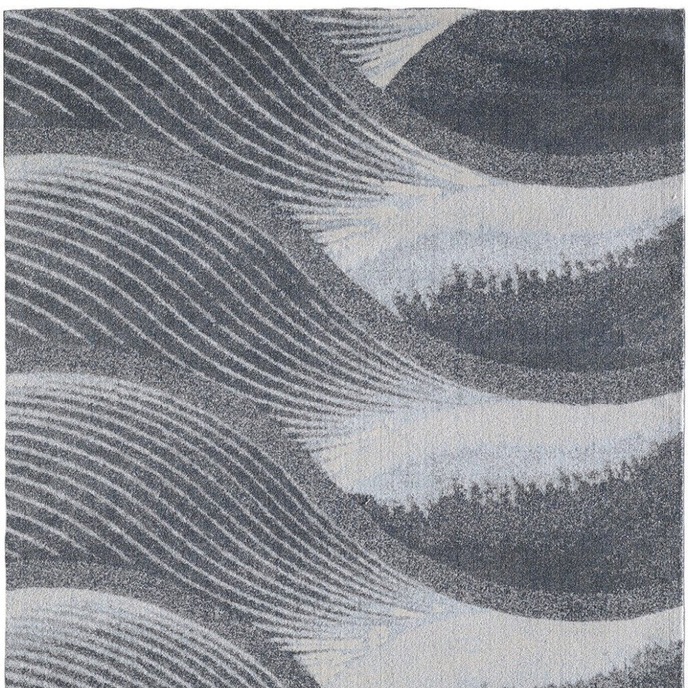 3' X 5' Blue and Gray Abstract Area Rug