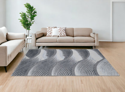 8' X 11' Blue and Gray Abstract Area Rug