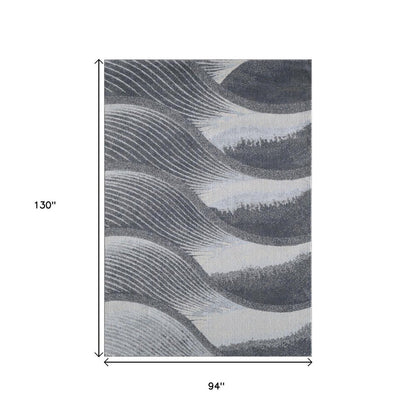 8' X 11' Blue and Gray Abstract Area Rug