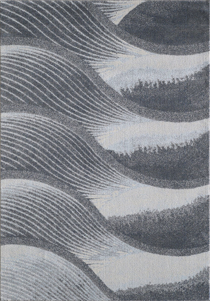 10' X 13' Gray Blue Abstract Waves Modern Area Rug